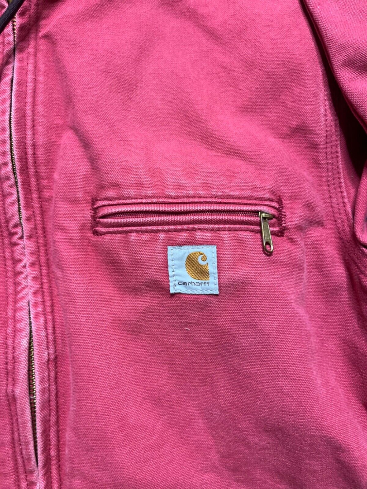 Carhartt Jacket Womens Medium M Pink Detroit Sherpa Lined Jacket Nice Fade