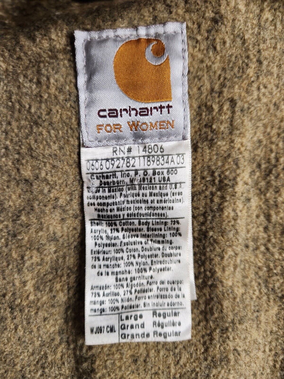 Carhartt Detroit Canvas Jacket Womens Small Camel Brown Blanket Lined WJ097 CML