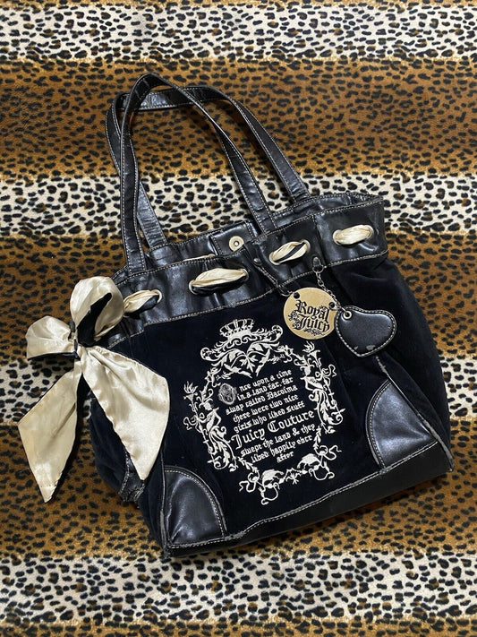 Vintage Juicy Couture Royal Juicy Daydreamer Fairytale Bag Black Velour Y2K