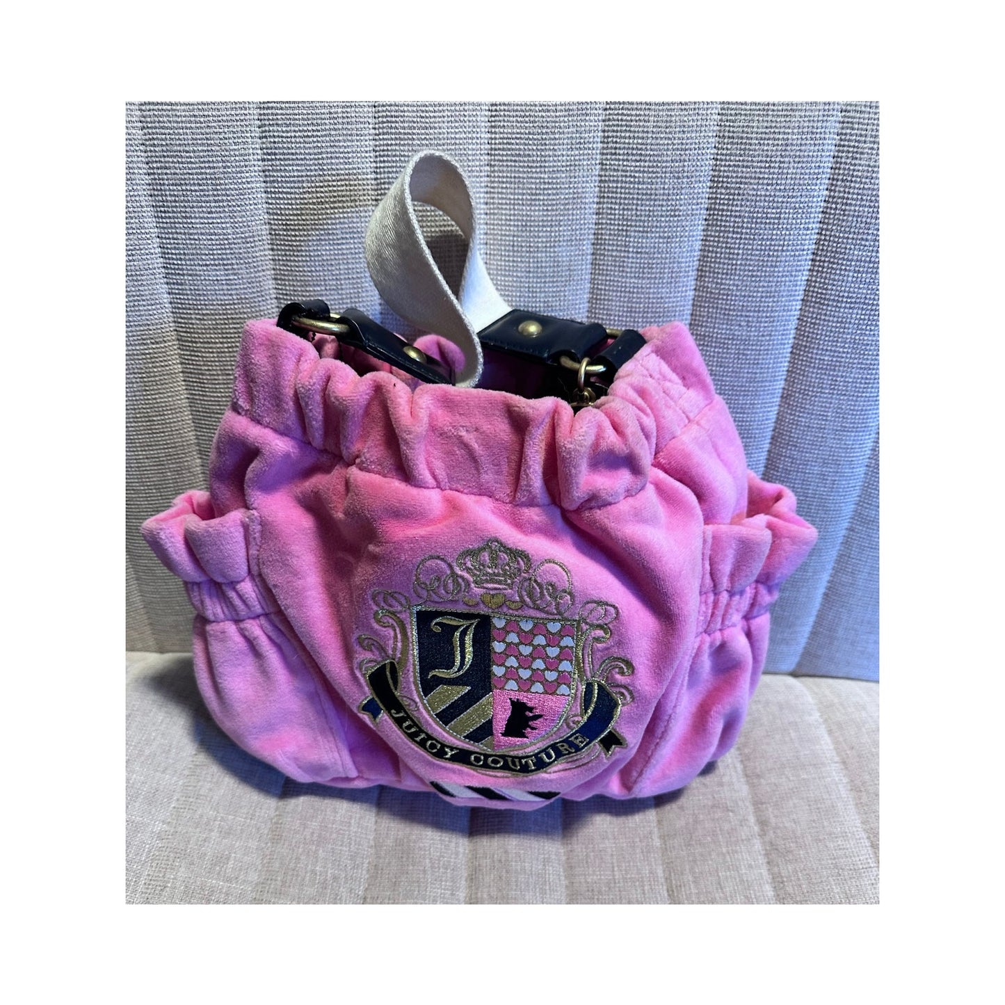 VINTAGE JUICY COUTURE Y2K PINK VELOUR SATCHEL HANDBAG