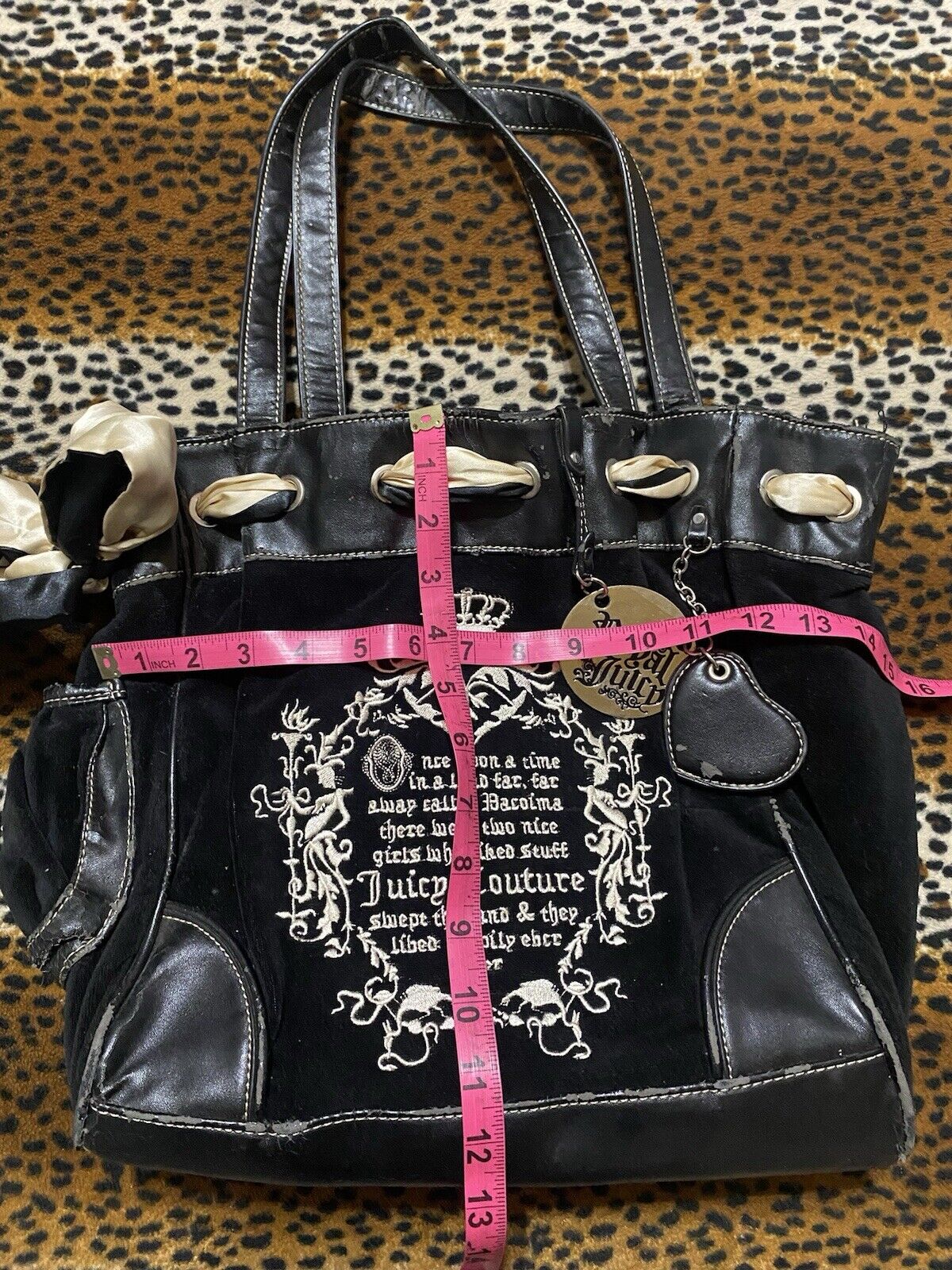 Vintage Juicy Couture Royal Juicy Daydreamer Fairytale Bag Black Velour Y2K