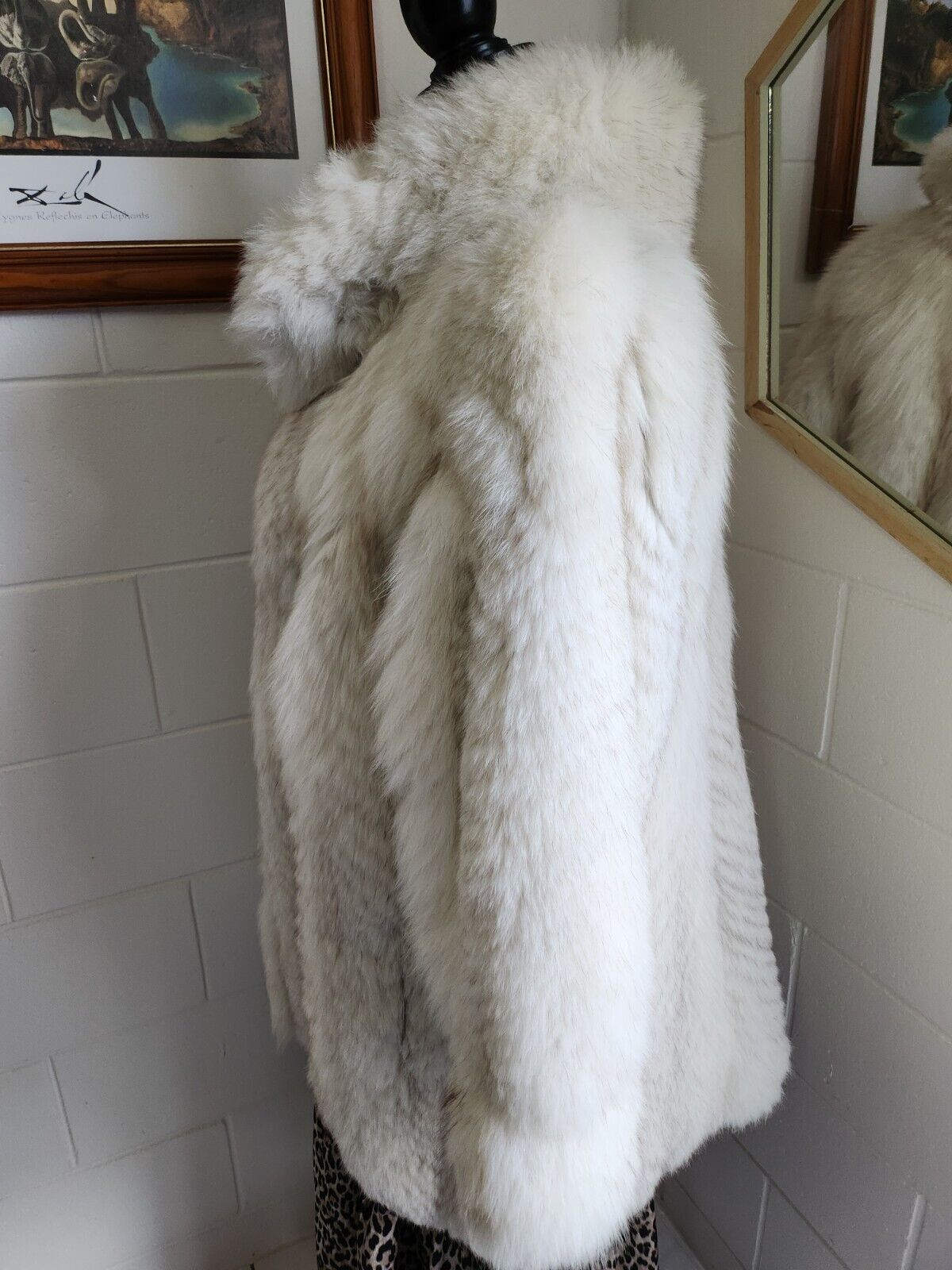 ☆ Luxury Real Arctic Blue Fox Fur Coat SAGA Designer White Full Pelt Long Jacket