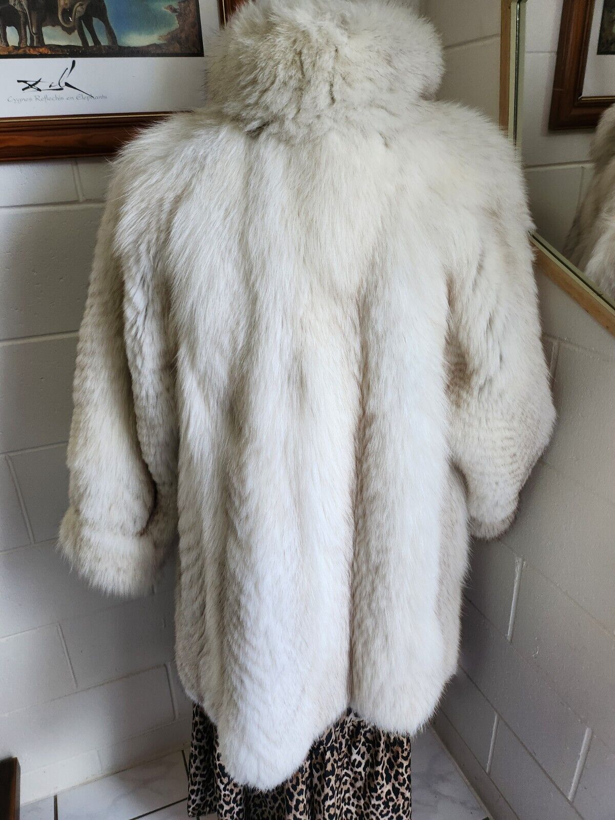 ☆ Luxury Real Arctic Blue Fox Fur Coat SAGA Designer White Full Pelt Long Jacket