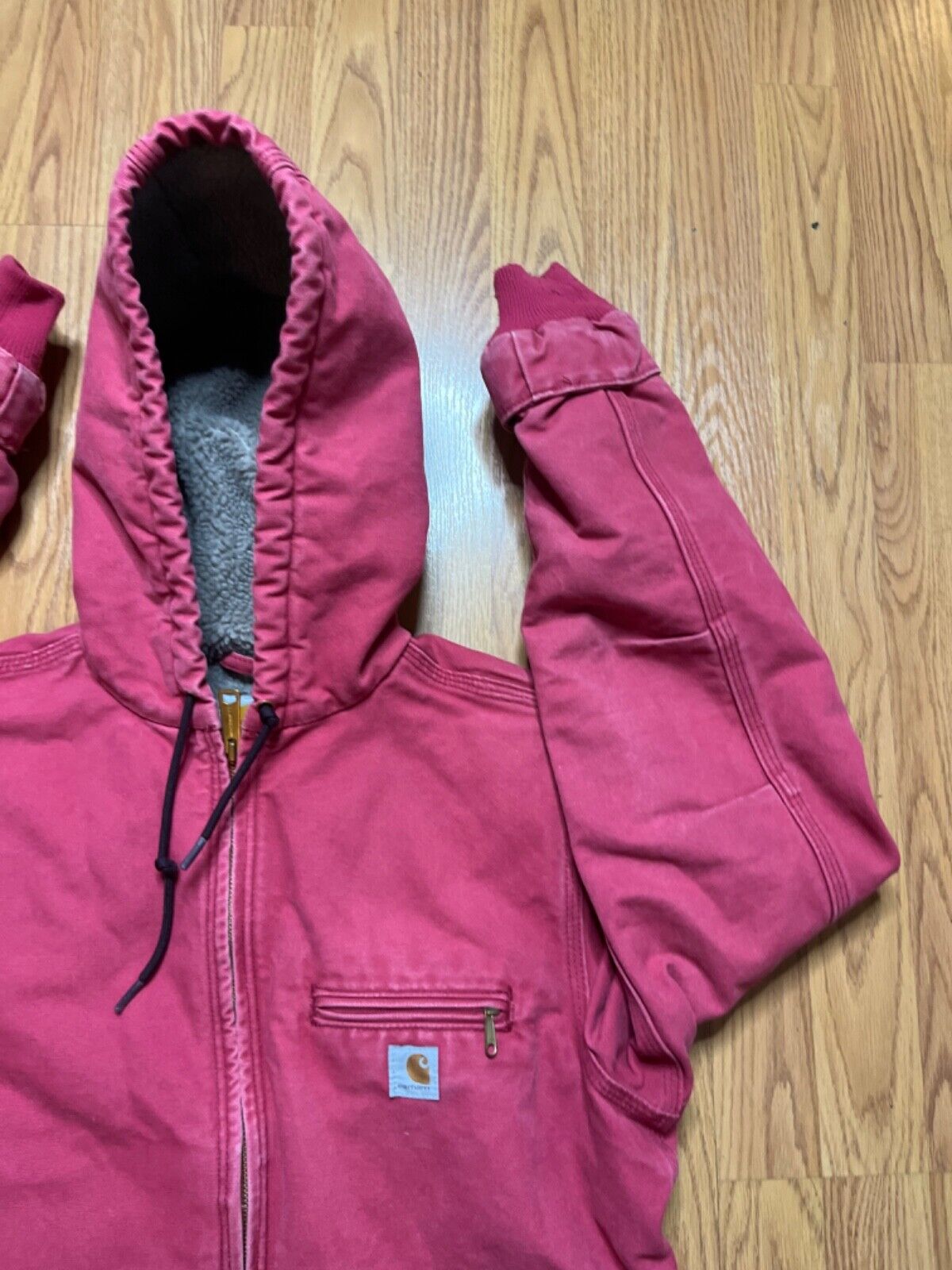 Carhartt Jacket Womens Medium M Pink Detroit Sherpa Lined Jacket Nice Fade