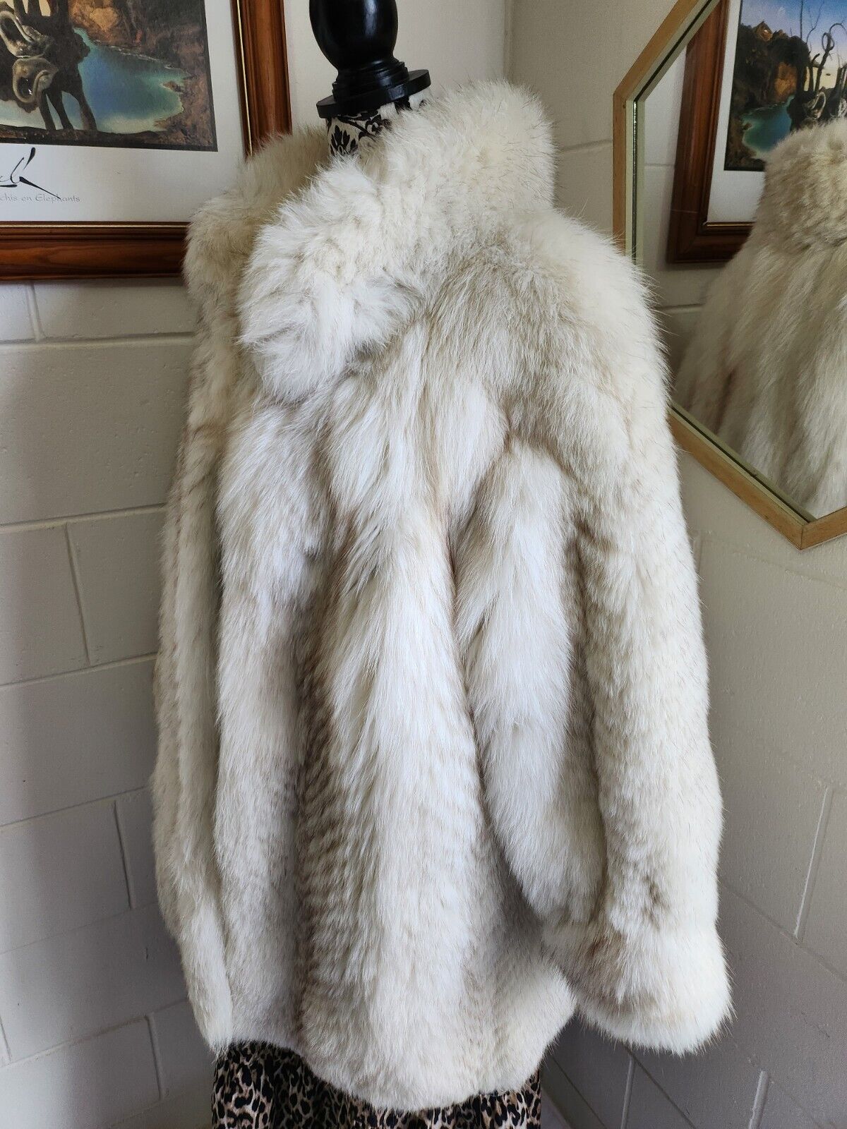 ☆ Luxury Real Arctic Blue Fox Fur Coat SAGA Designer White Full Pelt Long Jacket