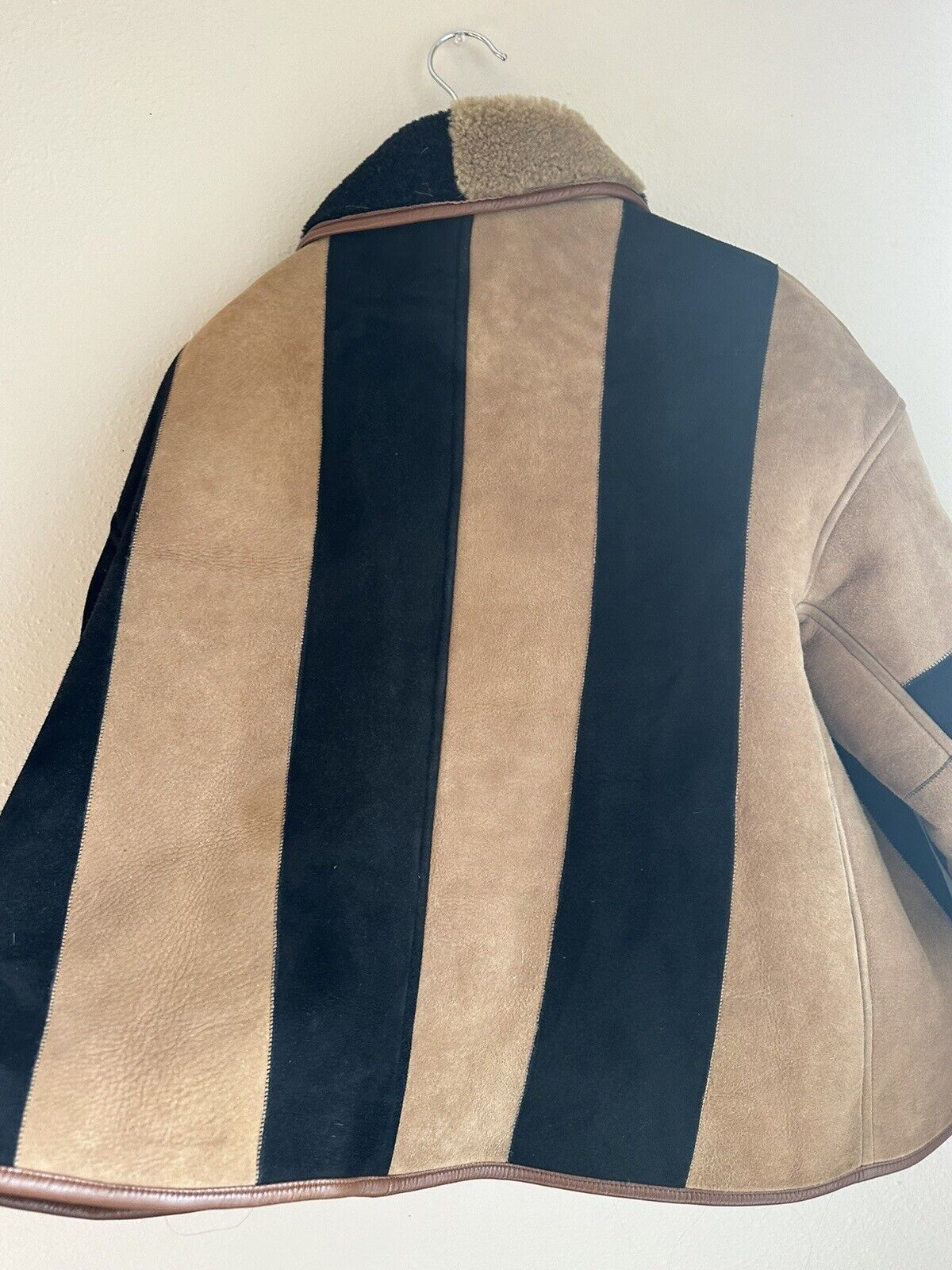 Cawley Studio Avis Sheepskin Stripe Jacket Coat S