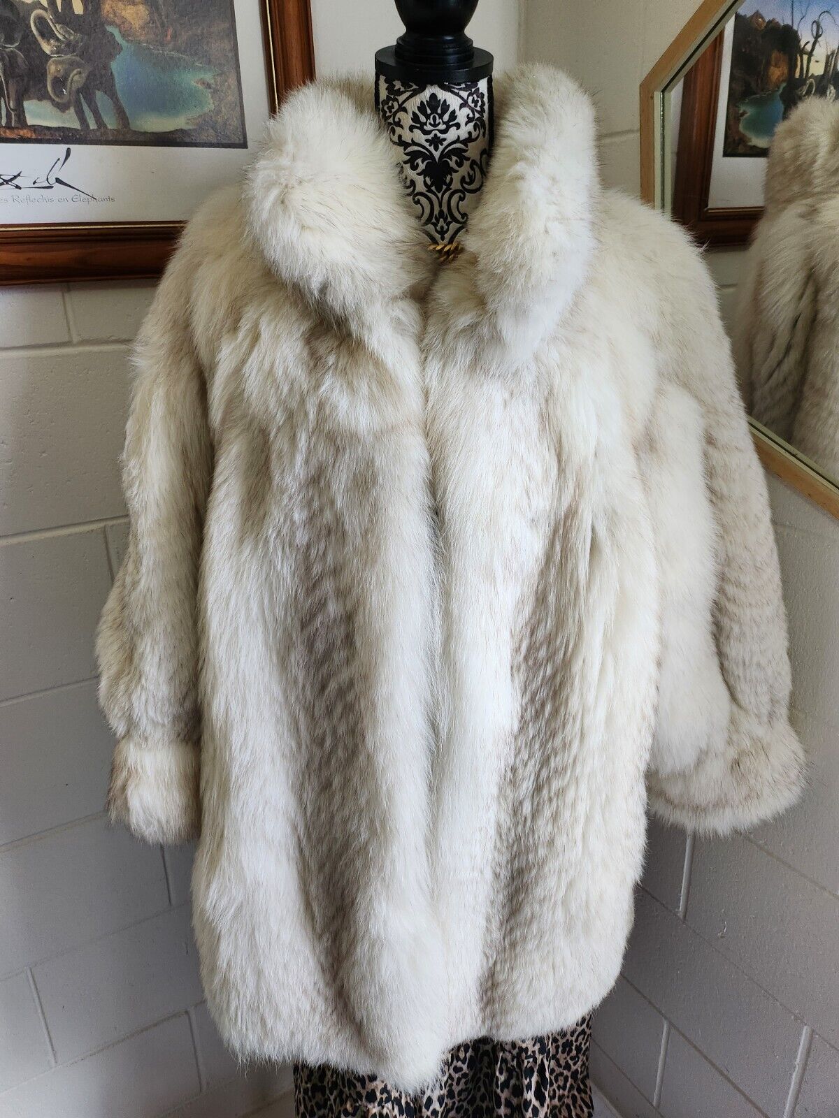 ☆ Luxury Real Arctic Blue Fox Fur Coat SAGA Designer White Full Pelt Long Jacket