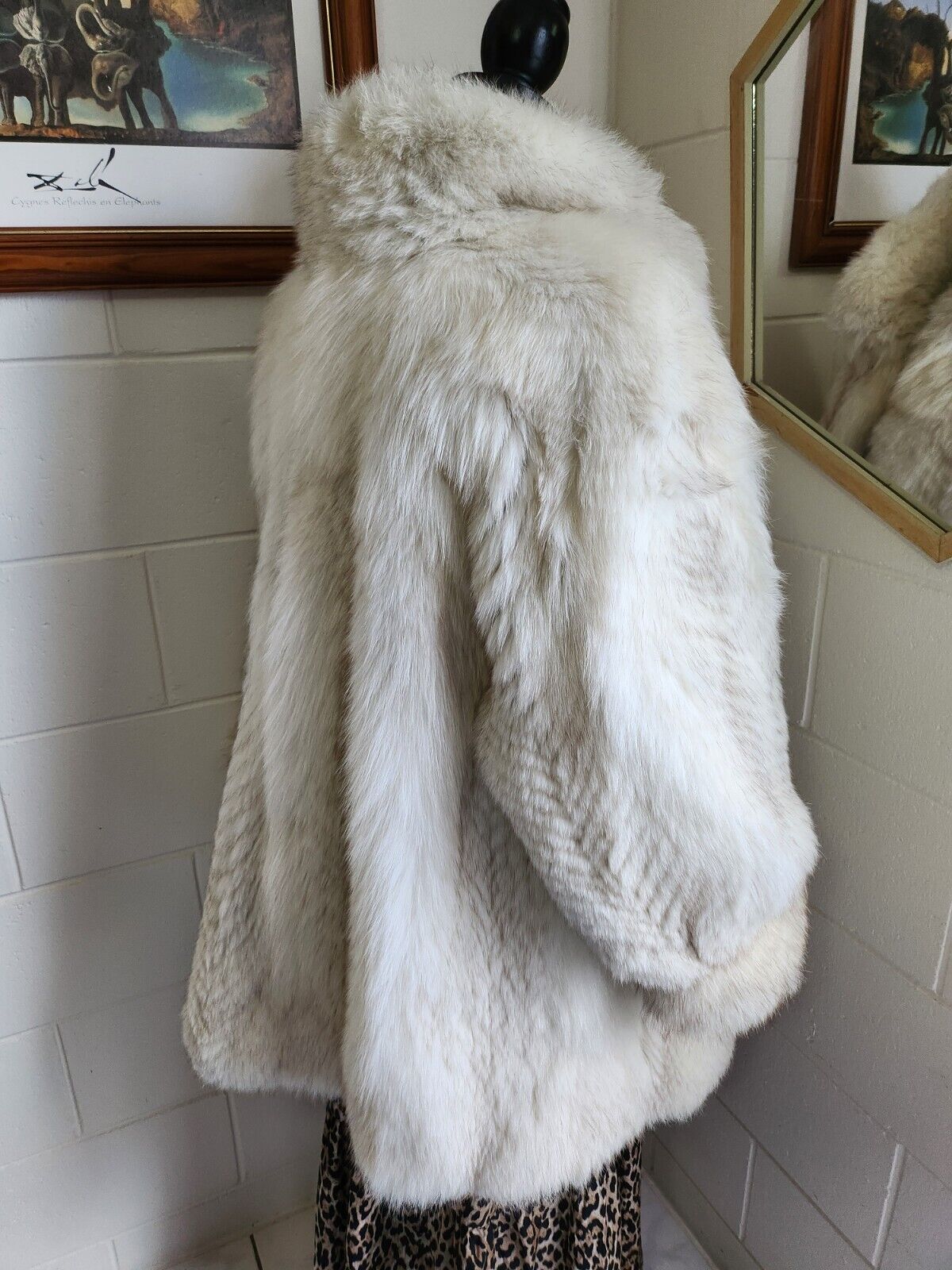 ☆ Luxury Real Arctic Blue Fox Fur Coat SAGA Designer White Full Pelt Long Jacket